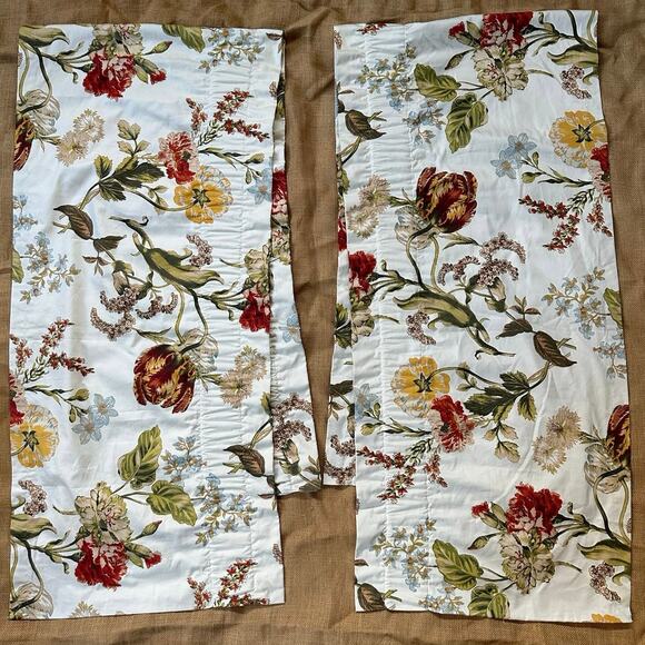 Window valances curtains white floral cotton luxury pottery barn style 78x19 - Picture 12 of 16